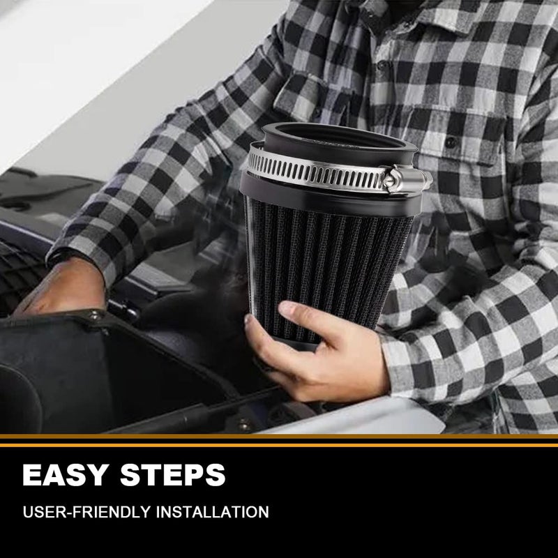 Mtsooning فلتر هواء Mtsooning، 54 مم/2.12" مع مشبك مائل، بديل لتنظيف مخروط الهواء البارد لشاحنة المدخل للدراجات النارية ATV والدراجات الترابية والدراجات الصغيرة 50-110 سم مكعب - Image 2